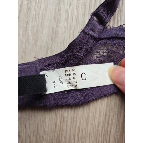 Chantelle Eternelle 3621 Purple Lace Sheer Underwire Unpadded Bra 34C - Picture 9 of 9
